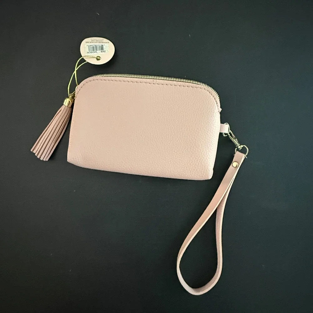 Madison Pink Faux Leather Wristlet Pouch Tassel Zipper Wallet NWT - Picture 3 of 7